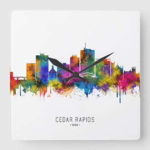 Cedar Rapids Iowa Skyline Square Wall Clock
