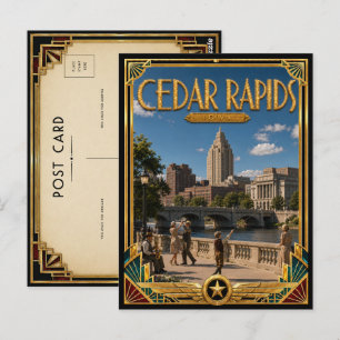 Cedar Rapids Iowa Vintage Art Deco Golden Age Postcard