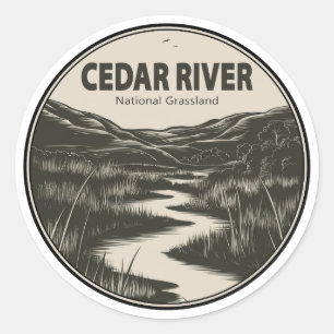 Cedar River National Grassland Stream Classic Round Sticker