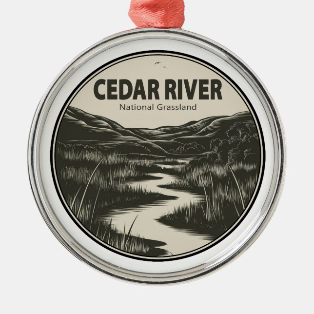 Cedar River National Grassland Stream Metal Tree Decoration (Front)