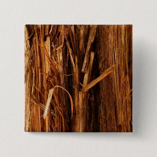 Cedar Textured Wooden Bark Look 15 Cm Square Badge (Front)