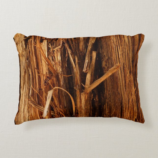 Cedar Textured Wooden Bark Look Decorative Cushion (Front)