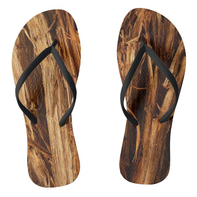Cedar Textured Wooden Bark Look Flip Flops (Footbed)