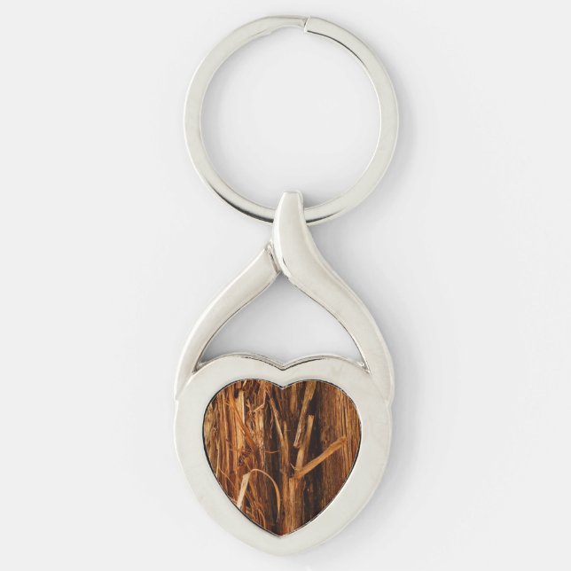 Cedar Textured Wooden Bark Look Key Ring (Front)