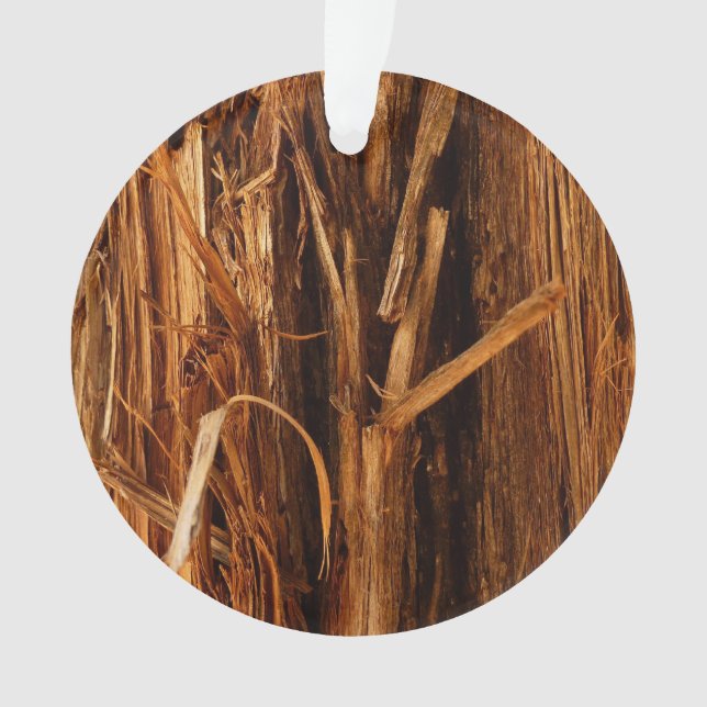 Cedar Textured Wooden Bark Look Ornament (Front)