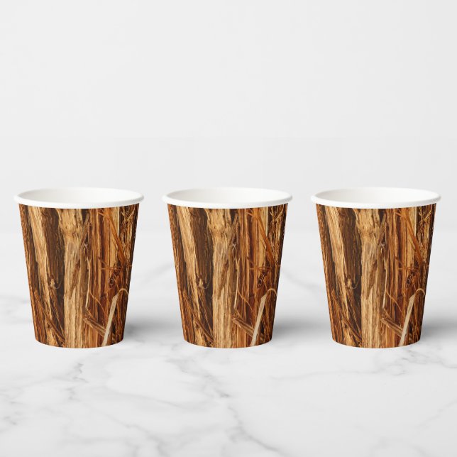 Cedar Textured Wooden Bark Look Paper Cups (Multi)