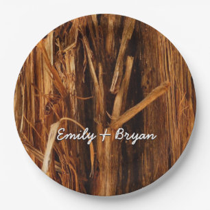 Cedar Textured Wooden Bark Look Paper Plate