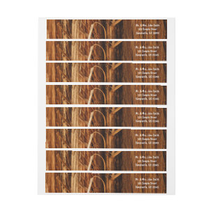 Cedar Textured Wooden Bark Look Wrap Around Label