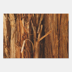 Cedar Textured Wooden Bark Look Wrapping Paper Sheet