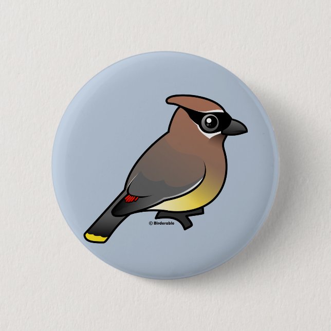 Cedar Waxwing 6 Cm Round Badge (Front)