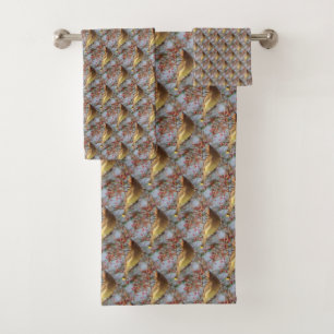 Cedar Waxwing Bird Nature Art Pattern  Bath Towel Set