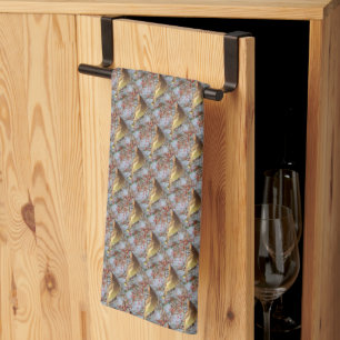 Cedar Waxwing Bird Nature Art Pattern Tea Towel