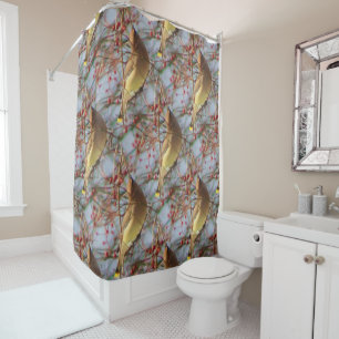 Cedar Waxwing Bird Nature Pattern Shower Curtain