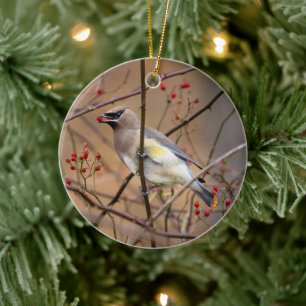 Cedar Waxwing Christmas Ornament