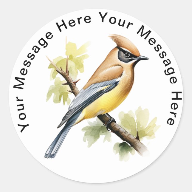 Cedar Waxwing Classic Round Sticker (Front)