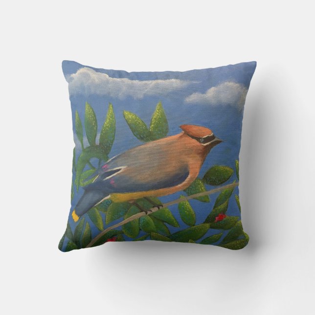 Cedar Waxwing Cushion (Back)