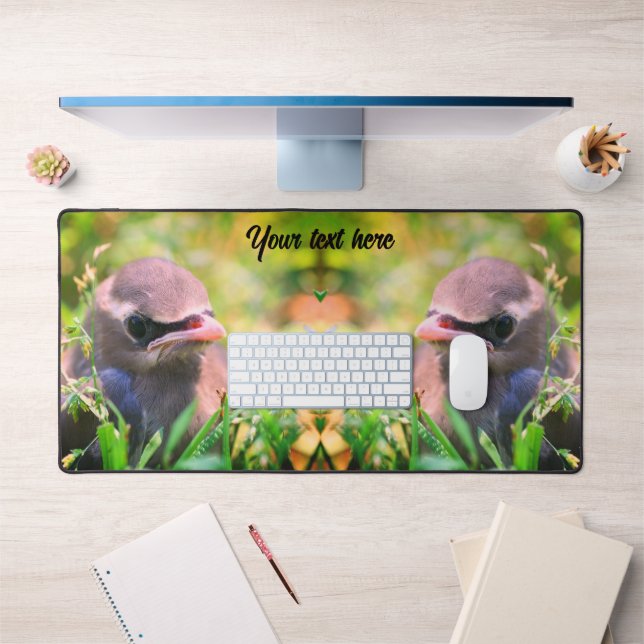 Cedar Waxwing Fledgling Bird Personalised Desk Mat (Office 1)