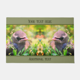 Cedar Waxwing Fledgling Bird Personalised Doormat