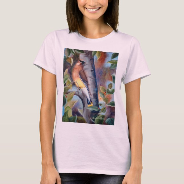 Cedar Waxwing Ladies Tshirt (Front)