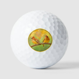 Cedar Waxwing Painting - Cute Original Dog Art Golf Balls