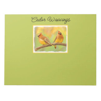 Cedar Waxwing Painting - Cute Original Dog Art Notepad