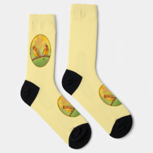 Cedar Waxwing Painting - Cute Original Dog Art Socks