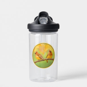 Cedar Waxwing Painting - Cute Original Dog Art Water Bottle