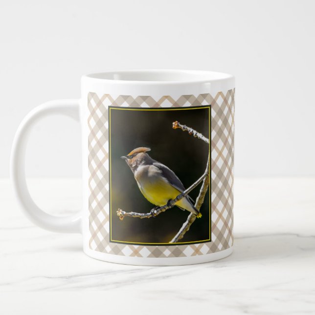 Cedar Waxwing Songbird Original Wild Bird Photo Large Coffee Mug (Left)