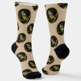 Cedar Waxwing Songbird Original Wild Bird Photo Socks