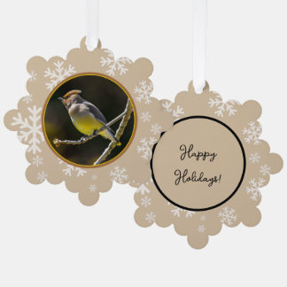 Cedar Waxwing Songbird Original Wild Bird Photo Tree Decoration Card