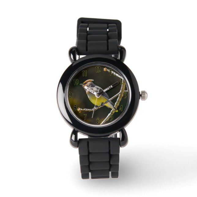 Cedar Waxwing Songbird Original Wild Bird Photo Watch (Front)