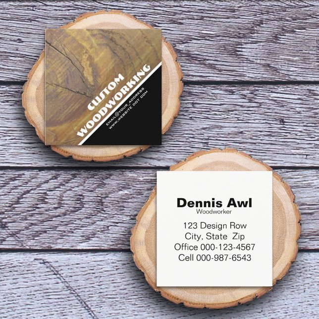 Cedar Wood Knot Close-Up Photograph Square Business Card (Creator Uploaded)