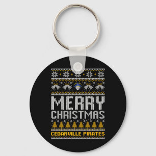 Cedarville Pirates Logo Merry Christmas Ugly Sweat Key Ring