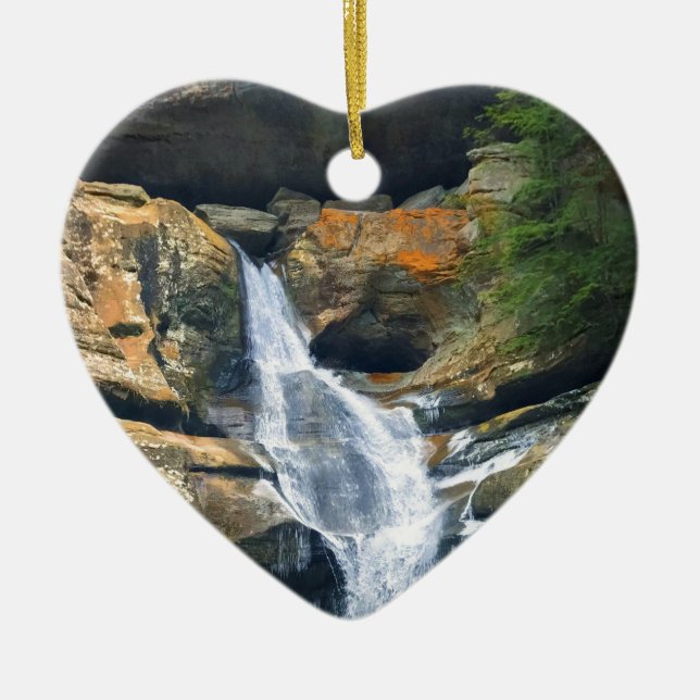 Ceder Falls, Hocking Hills Ohio Ceramic Tree Decoration (Front)