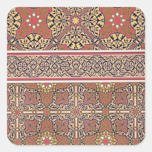 Ceiling arabesques from the Mosque of El-Bordeyny, Square Sticker (Front)