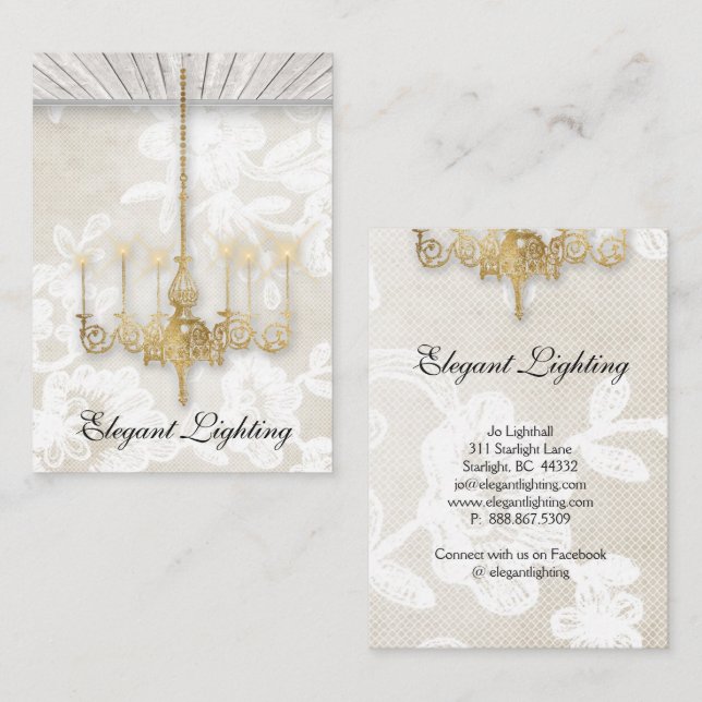 Ceiling Light Chandelier Wood Wallpaper Design Business Card (Front/Back)