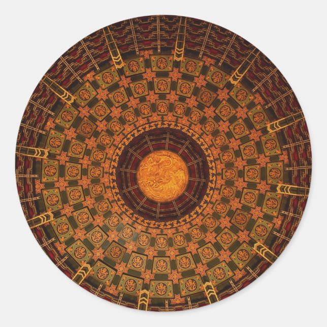 Ceiling of a Chinese temple Classic Round Sticker (Front)
