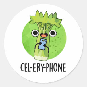 Cel-lery Phone Funny Celery Veggie Pun  Classic Round Sticker