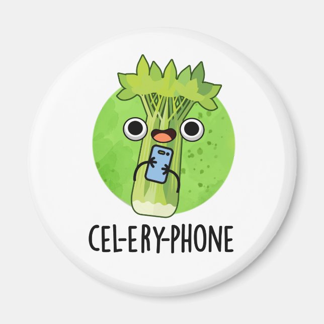 Cel-lery Phone Funny Celery Veggie Pun Magnet (Front)