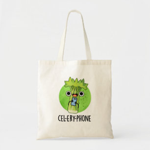 Cel-lery Phone Funny Celery Veggie Pun Tote Bag