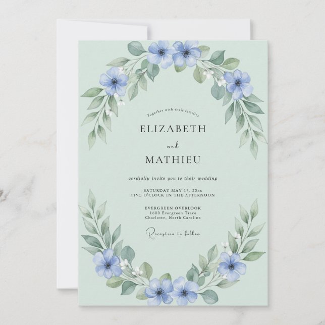 Celadon Airy Summer Wedding Invitation (Front)