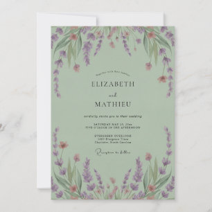 Celadon Amethyst Wisteria Wedding Invitation