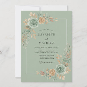 Celadon Aqua Blossom Wedding Invitation
