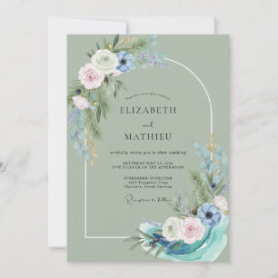 Celadon Azure Painted Wedding Invitation
