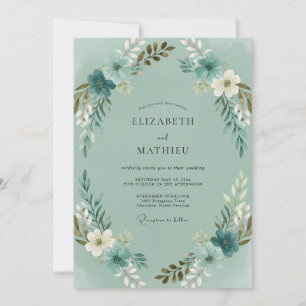 Celadon Bronze Wreath Wedding Invitation