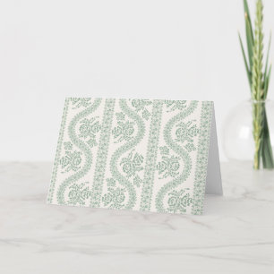 Celadon Floral Ribbon Stripe on Cream Card