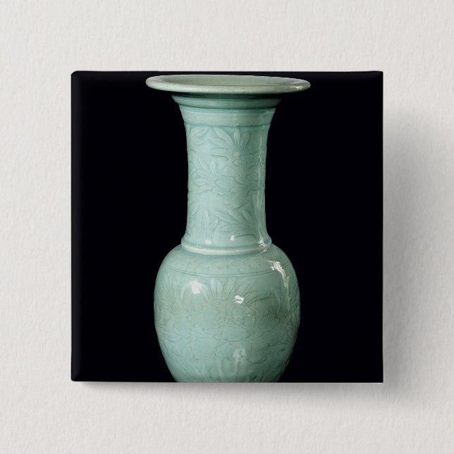 Celadon glazed vase, Yuan Dynasty 15 Cm Square Badge (Front)