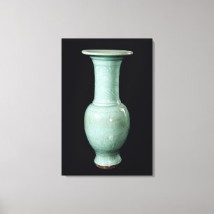 Celadon glazed vase, Yuan Dynasty Canvas Print