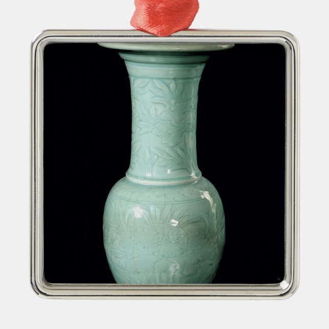 Celadon glazed vase, Yuan Dynasty Metal Tree Decoration (Front)