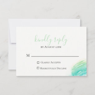 Celadon Green Beach Wedding RSVP Card